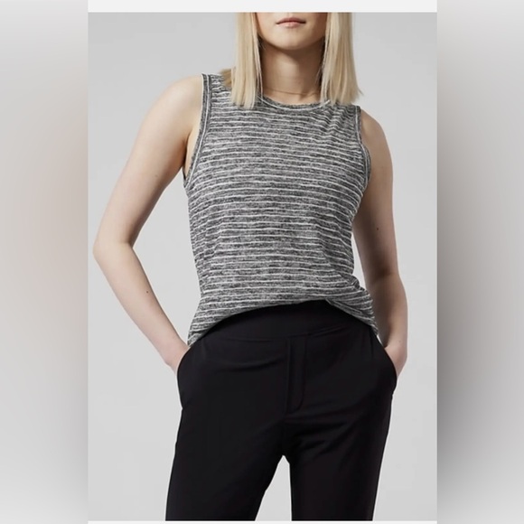 Athleta Black and White Striped Tank Top - Picture 1 of 6